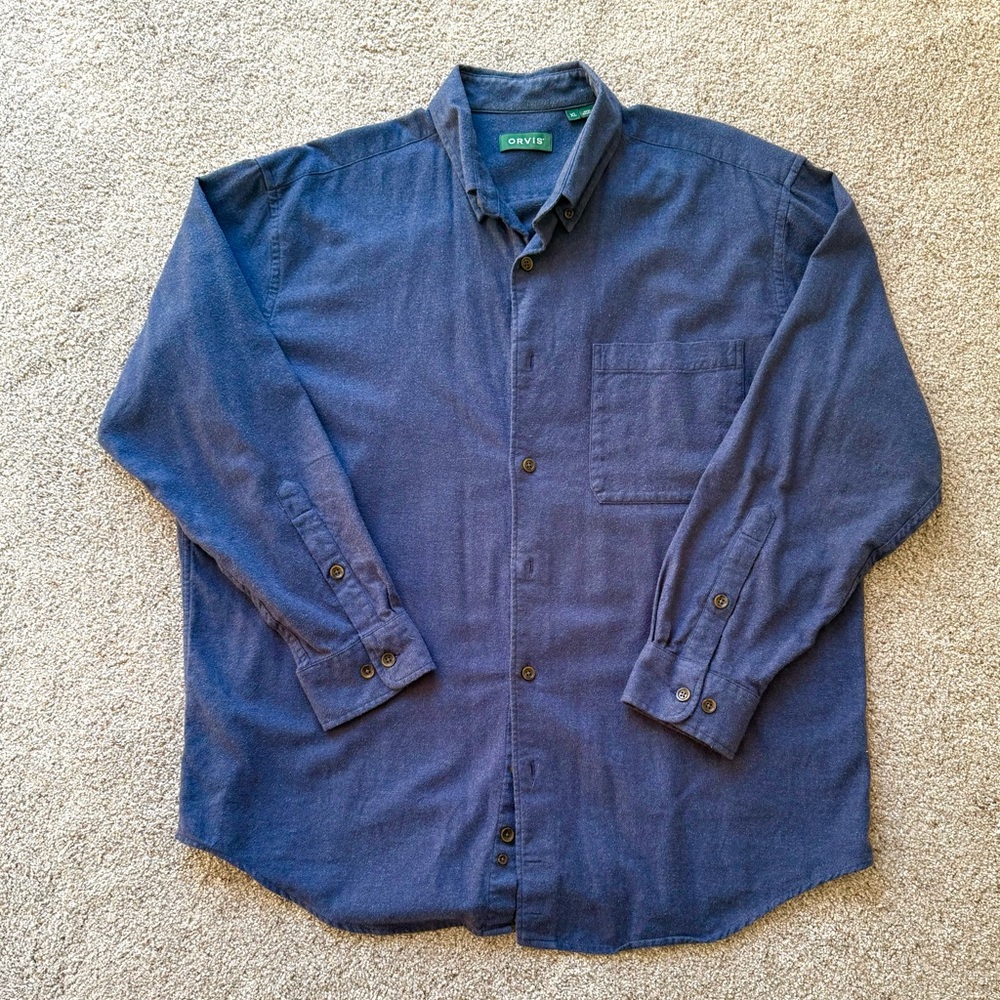 Orvis Men's Navy Flannel Shirt